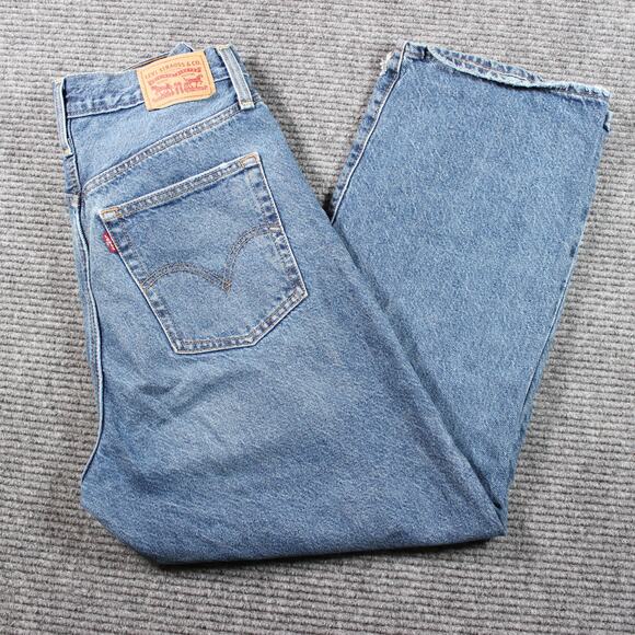 Levi’s Jeans Womens 30x27 Blue Ribcage Straight Ankle High Rise Distressed - Picture 1 of 11